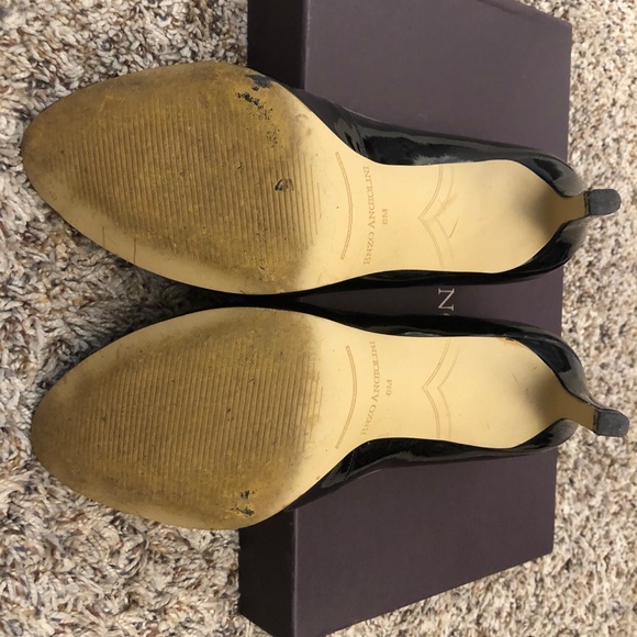 Black Patent Enzo Angiolini Peep Toe Pumps - Picture 5 of 9